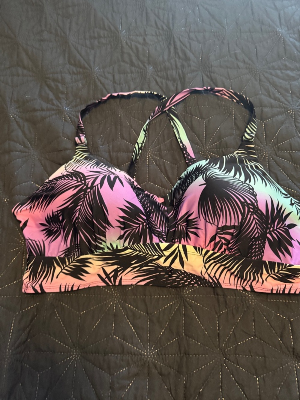 torrid Pink Gradient Palm Print Bikini Top